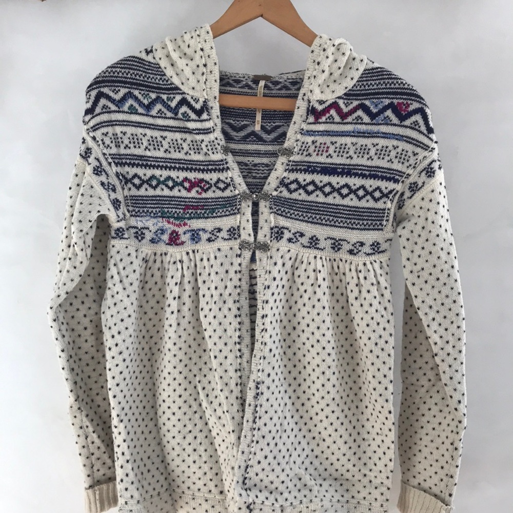 Free People Fair Isle Hooded Cardigan (rare)